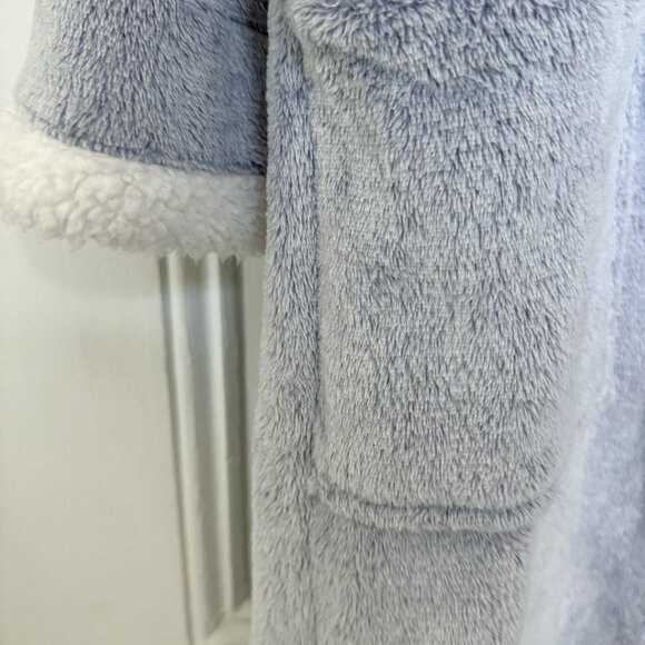 NATORI Lounger Robe Caftan XL Velour Sherpa Zip Front Slate Purple Zip WORN ONCE - Picture 5 of 10